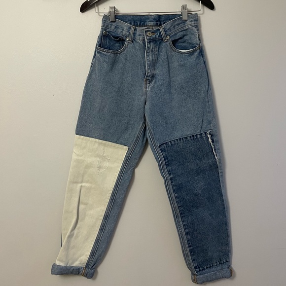 Brandy Melville Denim - high rise mom jeans - colour block denim by John Galt